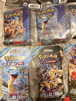 Lot Of 15 S&V Stellar Crown Booster Packs With 5 TCG Card Books- Full Art - Image 2