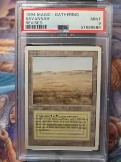 PSA 9 Savannah - Dual Land - Revised - 1994 Magic the Gathering Trading Card MTG - Image 1