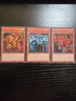 Yu-Gi-Oh Egyptian God Cards Set Prismatic Secret Rare 1st Ed SBC2 Slifer Obelisk - Image 1