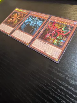 Yu-Gi-Oh Egyptian God Cards Set Prismatic Secret Rare 1st Ed SBC2 Slifer Obelisk - Image 2
