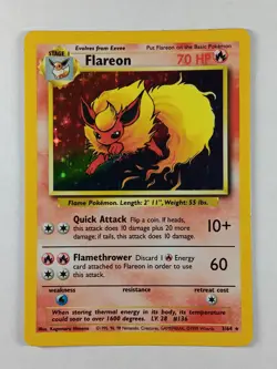 Pokemon Flareon 3/64 Rare Jungle No Symbol Holo Card 1999 - Image 1
