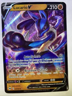 Pokemon TCG: Lucario V Holo Card 027/073 NM/M - Image 1