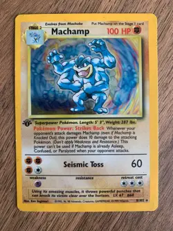 Machamp 8/102 Base Set 1st Edition Holo Pokemon Card WOTC HP/DMG - Image 1