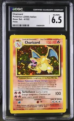 CGC 6.5 EX/NM+ Charizard 4/102 Base Set Holo Italian Pokemon Card - Image 1