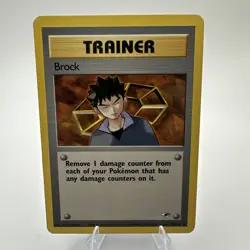 Pokemon TCG Brock 98/132 Gym Heroes Rare WOTC Vintage Trainer Card - Image 1