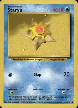 STARYU 65/102 COMMON BASE SET UNLIMITED POKEMON LP - Image 1