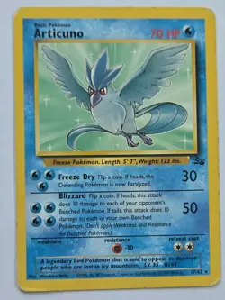 WOTC Pokemon Articuno Fossil Rare 17/62 70 HP English Unlimited Vintage Card - Image 1