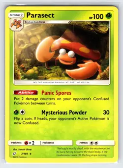 Parasect 7/181 2019 Sun & Moon Team Up Pokemon Card Non Holo Rare - Nm - Image 1