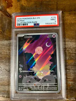 POKEMON 2025 Black Bolt Illustration Rare MUNNA #116 PSA 9 Mint RARE - Image 1