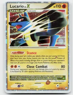 Lucario LV.X 122/123 Holo LV.X Rare Mysterious Treasures Pokemon Holo LP - Image 1