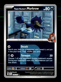 Team Rocket's Murkrow Team Rocket 126/217 Ascended Heroe Pokemon Reverse Holo NM - Image 1