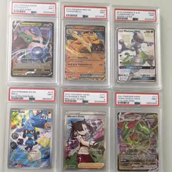 PSA 9 Pokemon Card Lot (6) Rayquaza V/VMAX, Charizard ex, Mewtwo GX - Image 1