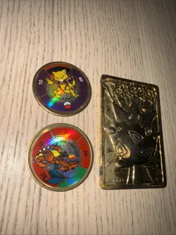 Vintage 1999 Pokemon Lot Charizard Abra Battle Coin Burger King Gold Topegi Card - Image 2