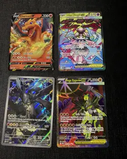 Nintendo Pokemon TCG Holo 4-Card Lot Charizard V Mega Diancie EX Zygarde - Image 1