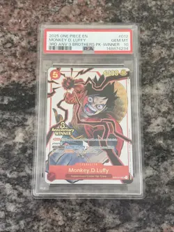 2025 ONE PIECE 3RD ANNIVERSARY TOURNAMENT 3 BROTHERS PACK MONKEY D. LUFFY PSA 10 - Image 1