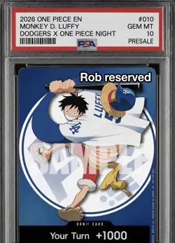 PRE SALE 2026 ONE PIECE PROMO DODGERS X ONE PIECE NIGHT MONKEY D. LUFFY PSA 10 - Image 1