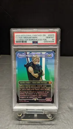 2025 MTG Final Fantasy Cloud Midgar Mercenary Borderless FOIL 0375 PSA 10 FF7 - Image 1