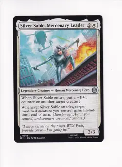 MAGIC THE GATHERING MTG MARVEL'S SPIDER-MAN SILVER SABLE, MERCENARY LEADER (#1) - Image 1