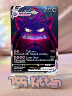 *CUSTOM* Gengar VMAX TKP027 Cracked Ice Holo Handmade Proxy Card TCGKITTEN - Image 1