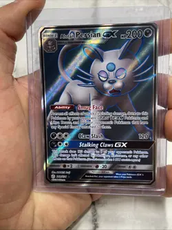Alolan Persian GX 219/236 Pokemon Cosmic Eclipse Sun & Moon Full Art Card NM/MT - Image 1