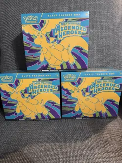 Pokemon TCG Elite Trainer Box Mega Evolution Ascended Heroes Lot of 3 English 6+ - Image 1