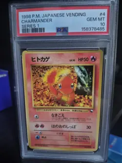 1998 POKEMON JAPANESE VENDING SERIES 1 #4 CHARMANDER PSA 10 Gem MINT - Image 1