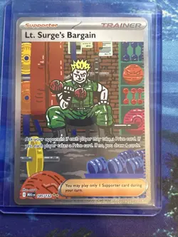 Pokemon TCG Lt. Surge's Bargain 185/132 Mega Evolutions SIR NM - Image 1