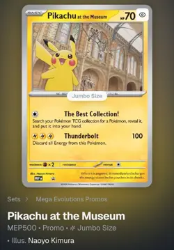 Pokemon TCG Pikachu At The Museum Promo Card Oversized Brand New Sealed Packet - Image 1