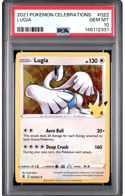 2021 POKEMON CELEBRATIONS LUGIA 022/025 22 PSA 10 GEM MINT - Image 1
