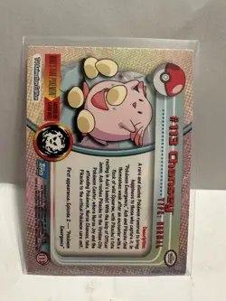 PokemonChansey #113 Pokemon Topps Series 1 TV Animation Ed Holo Blue Logo LP - Image 2