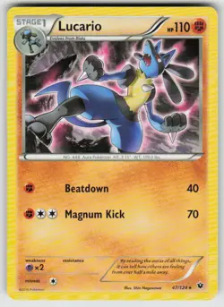 Lucario 47/124 Rare Fates Collide Pokemon Non-Holo Moderately Played - Image 1
