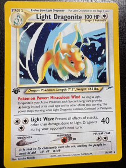 Pokemon 1st Edition Light Dragonite 14/105 Holo Neo Destiny LP WOTC - Image 1