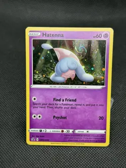 POKEMON HATENNA SWSH040 BLACK STAR PROMO COSMOS HOLOFOIL WITH HD SWIRL - Image 1