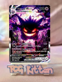 *CUSTOM* Gengar VMAX TKP026 Cracked Ice Holo Handmade Proxy Card TCGKITTEN - Image 1
