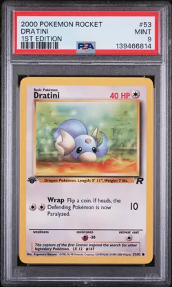 PSA MINT 9 2000 POKEMON ROCKET 53 DRATINI 1ST EDITION - Image 1
