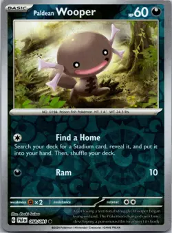 Paldean Wooper 058/091 Common Paldean Fates Pokemon Reverse Holo Near Mint - Image 1