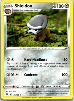 Shieldon 109/189 Uncommon Astral Radiance Pokemon Near Mint - Image 1