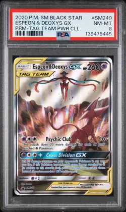 Pokemon Card | PSA 8 SM Black Star Promo Espeon & Deoxys GX Tag Team SM240 2020 - Image 1