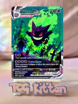 *CUSTOM* Gengar VMAX TKP025 Cracked Ice Holo Handmade Proxy Card TCGKITTEN - Image 1
