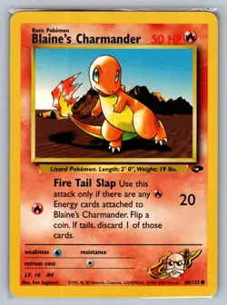 Blaine's Charmander Gym Challenge #060/132 Common Pokemon Card - Image 1