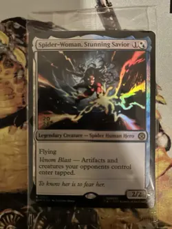 1x Spider-Woman, Stunning Savior MTG Marvel’s Spider-Man Prerelease Foil Sealed - Image 1