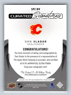 2024-25 SP Authentic Curated Signatures /299 Dan Vladar #SPC-DV Auto - Image 2