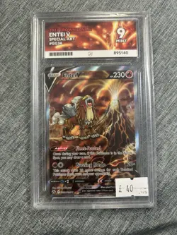 Crown Zenith Entei V Special Art Rare ACE 9 Mint GG36/GG70 Pokemon Card - Image 1