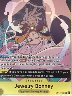 Jewelry Bonney OP13-108 SR Foil Carrying On His Will One Piece Card Super Rare - Image 2