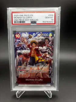 2025 One Piece Day Dallas Promo #006 Monkey D. Luffy PSA 10 GEM MINT - Image 1