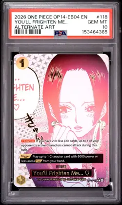 2026 One Piece OP14-EB04 EN Alternate Art #118 You'll Frighten Me PSA 10 - Image 1