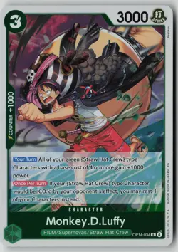 Monkey.D.Luffy OP14-034 One Piece The Azure Sea's Seven Rare Near Mint - Image 1