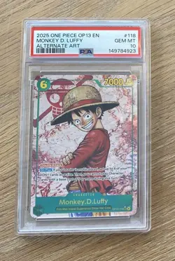 2025 One Piece #OP13-118 Monkey D. Luffy SEC Alt Art Carrying On His Will PSA 10 - Image 1