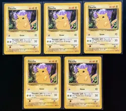 5X Pokemon 1999 Base Set Pikachu 58/102 Yellow Cheeks Vintage Lot WOTC NM - Image 1