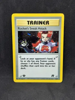 1st Edition Rocket’s Sneak Attack 16/82 Holo Team Rocket Pokemon Card LP WOTC - Image 1